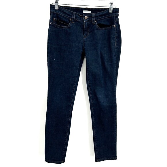 EILEEN FISHER Organic Cotton Stretch Skinny Soft Denim Blue Jeans Size 4 Petite - Picture 1 of 7